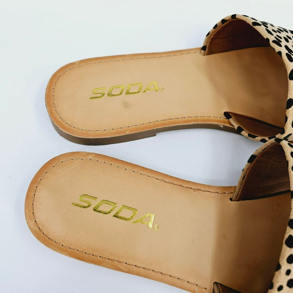 Soda Efron Cheetah Print Slide Sandals 6 Brown Bl… - image 3